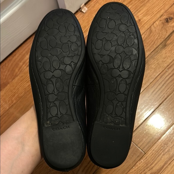Coach Black Leather Flats with Bow Detail - Picture 3 of 4